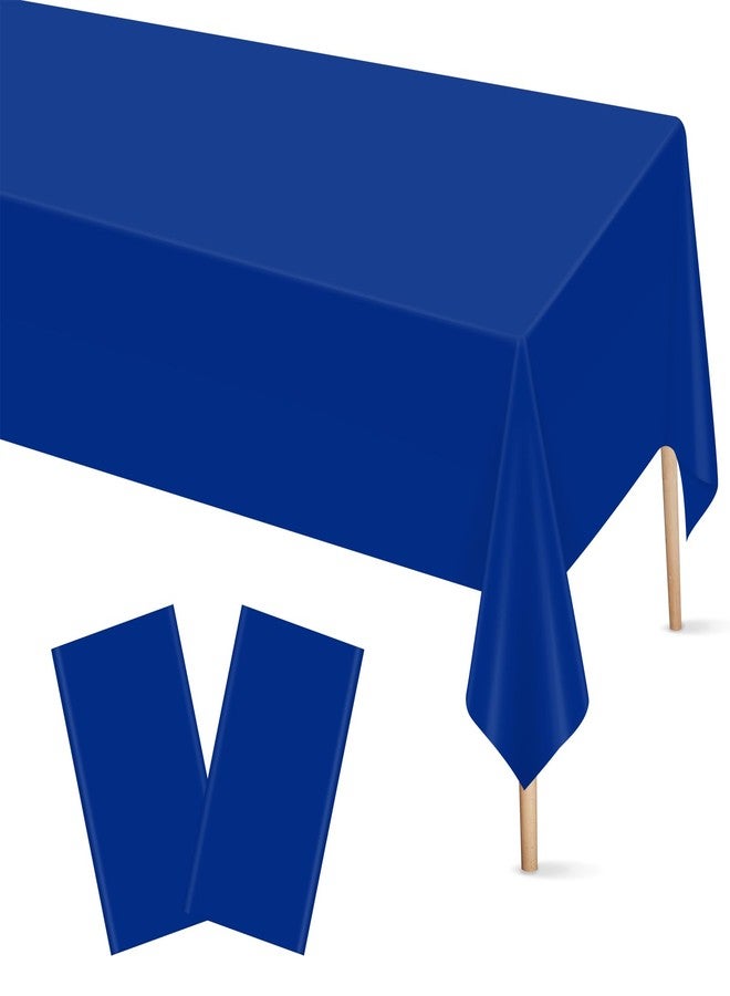 Mulbozy 2 Pcs Royal Blue Plastic Tablecloth for Rectangle Table, 54 × 108 inches Disposable Royal Blue Party Table Covers for Birthday, Anniversary, Wedding, Fine Dining, Graduation Party Decoration - Image 1